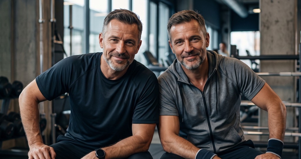 Két testvér, Gábor és Tamás a fitneszteremben tele energiával